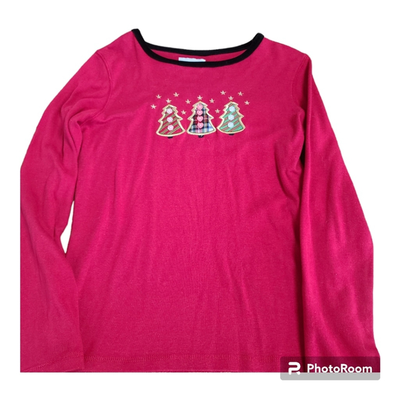 Bonnie Evans Women's Velvet Trim Holiday Tops Set - Picture 2 of 11